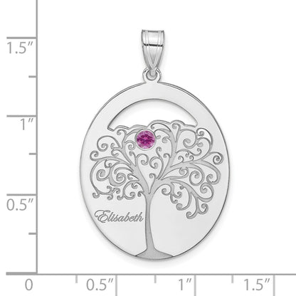 Sterling Silver Silver/Rhod Plated 1 Birthstone With Ss Bezel Family Pendant