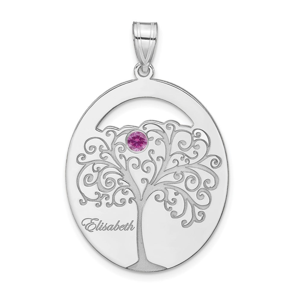 Sterling Silver Silver/Rhod Plated 1 Birthstone With Ss Bezel Family Pendant