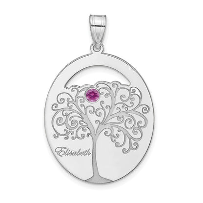 Sterling Silver Silver/Rhod Plated 1 Birthstone With Ss Bezel Family Pendant
