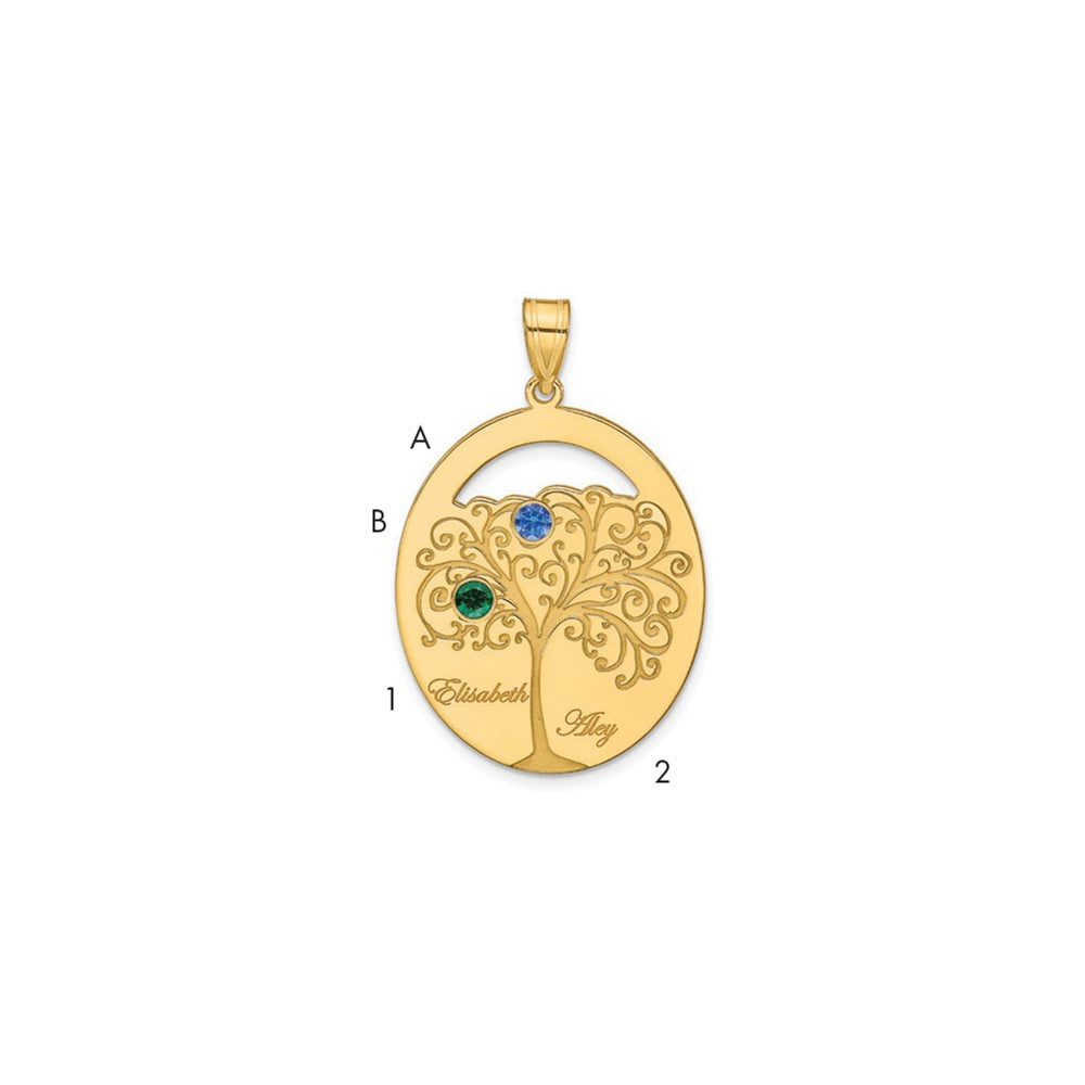 Gold Plated Sterling Silver/Gold 2 Birthstone With Ss Bezel Family Pendant