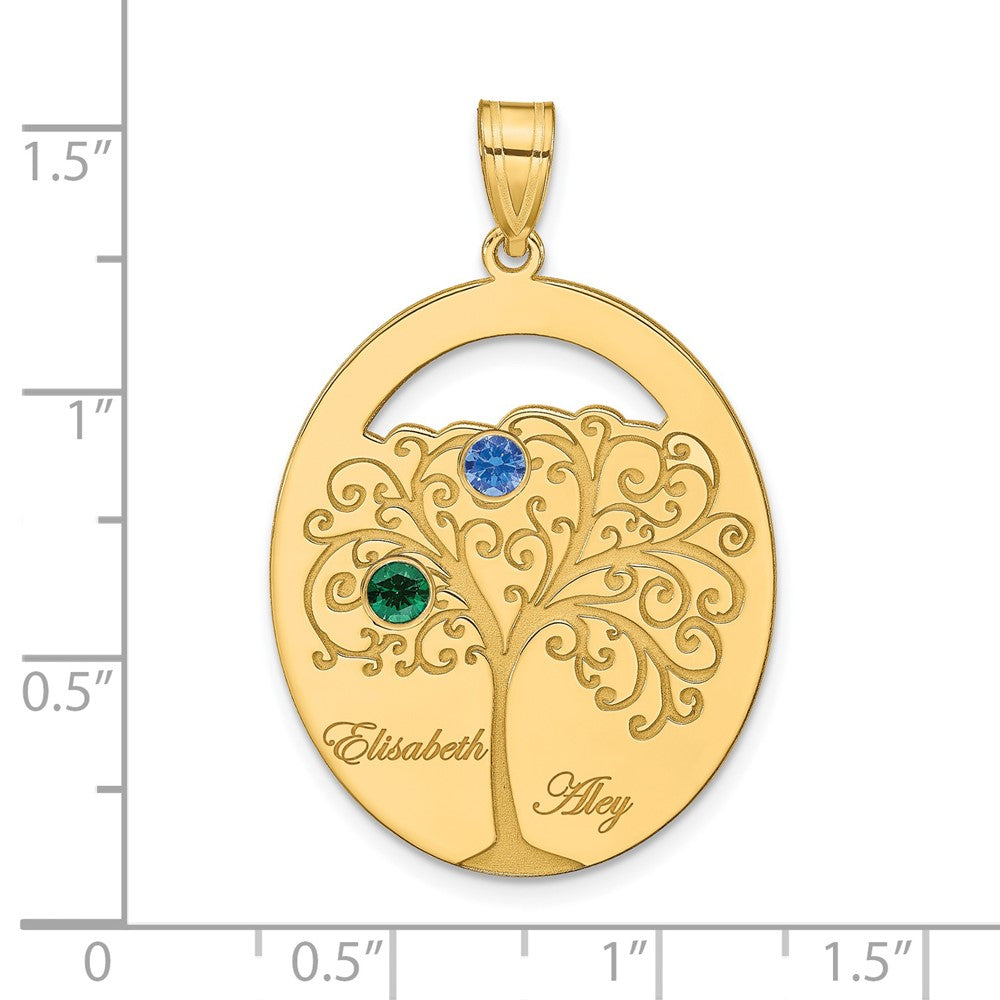 Gold Plated Sterling Silver/Gold 2 Birthstone With Ss Bezel Family Pendant