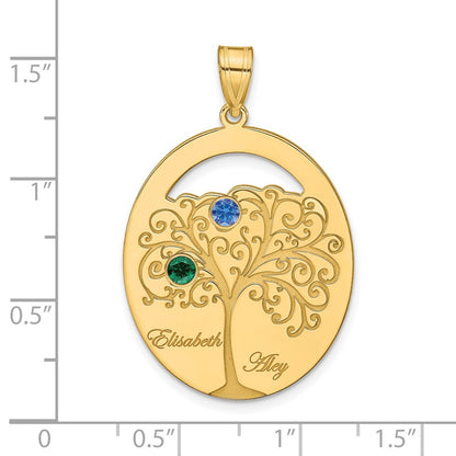 Gold Plated Sterling Silver/Gold 2 Birthstone With Ss Bezel Family Pendant