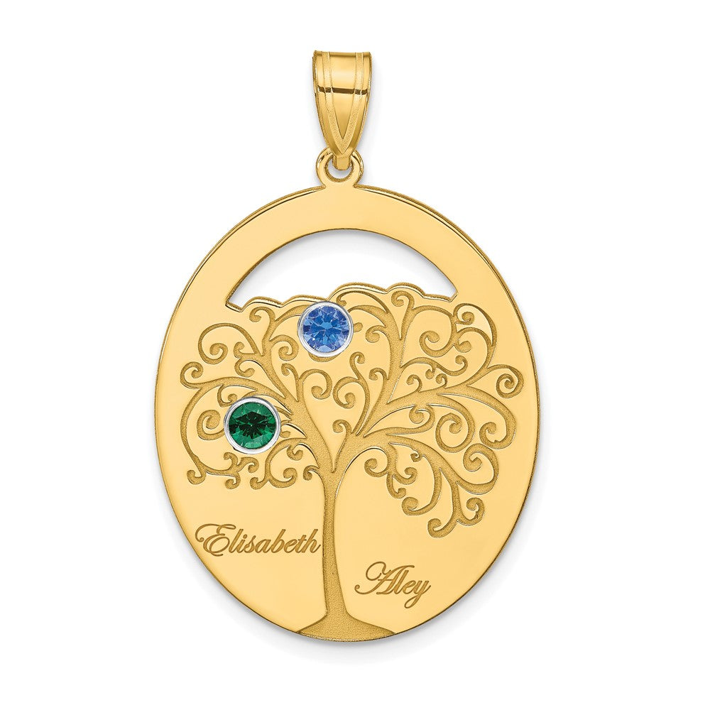 Gold Plated Sterling Silver/Gold 2 Birthstone With Ss Bezel Family Pendant