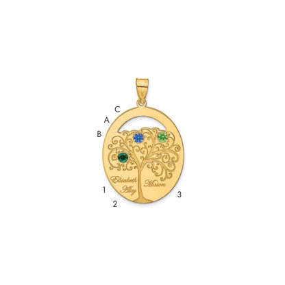 Gold Plated Sterling Silver/Gold 3 Birthstone With Ss Bezel Family Pendant