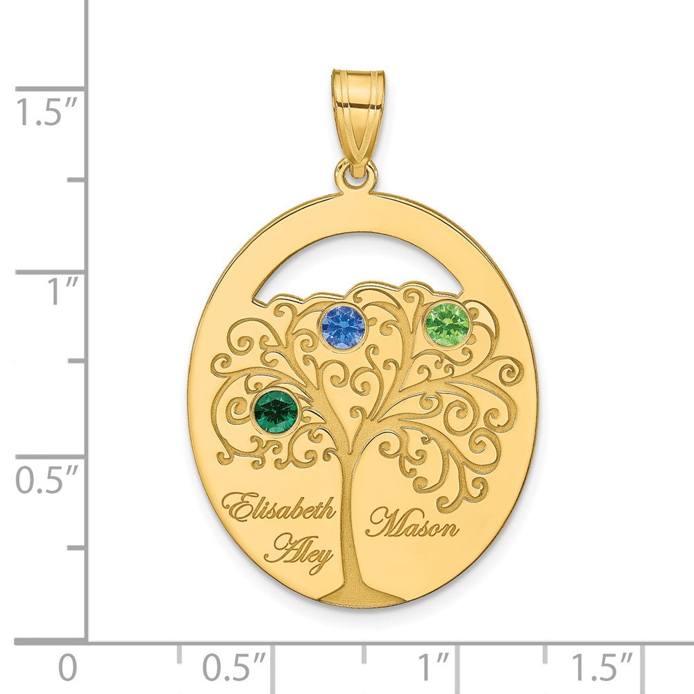 Gold Plated Sterling Silver/Gold 3 Birthstone With Ss Bezel Family Pendant