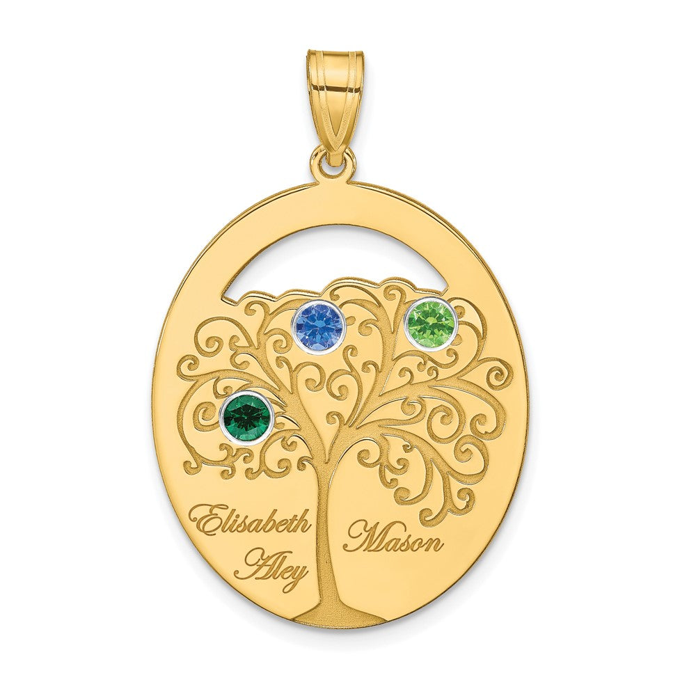 Gold Plated Sterling Silver/Gold 3 Birthstone With Ss Bezel Family Pendant