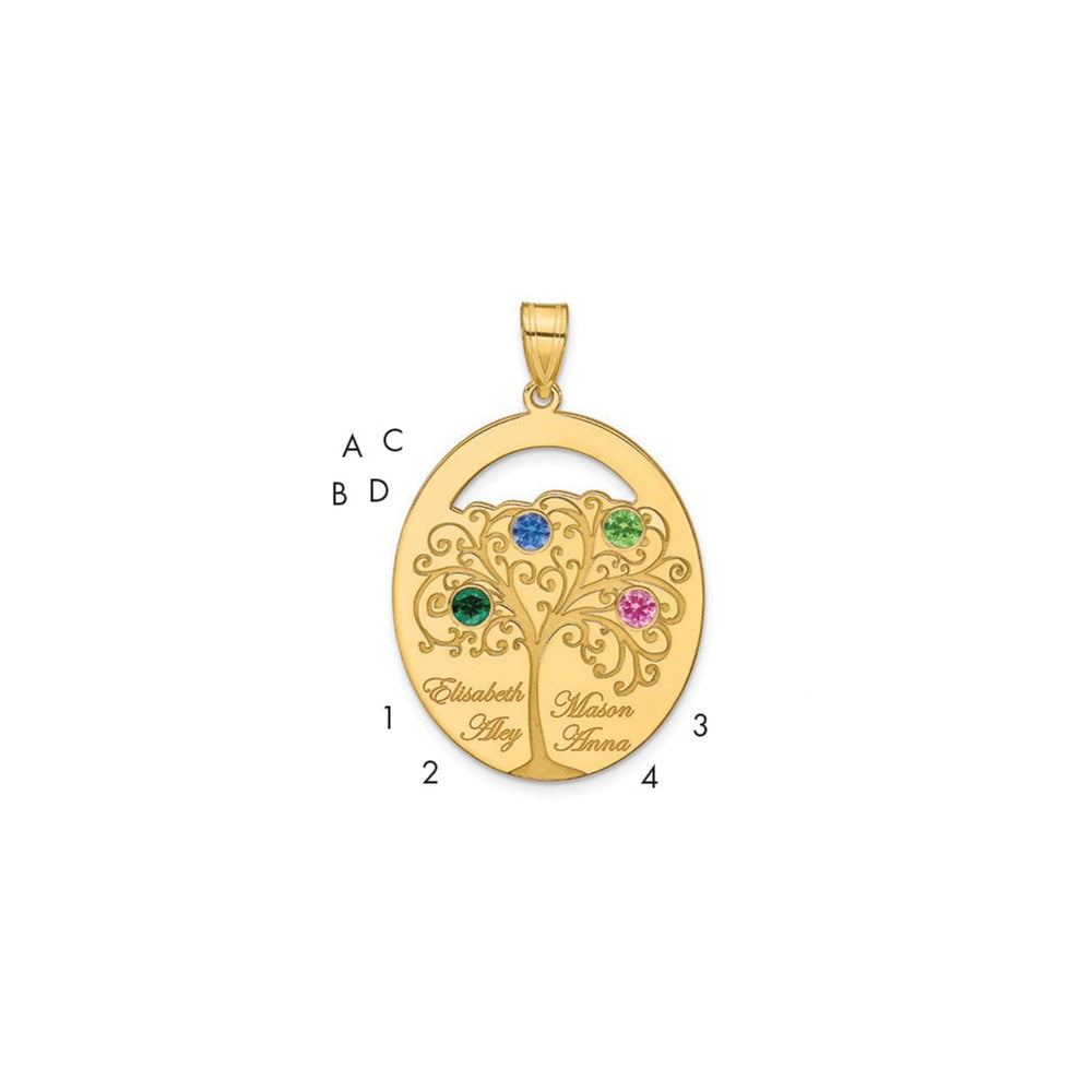Gold Plated Sterling Silver/Gold 4 Birthstone With Ss Bezel Family Pendant