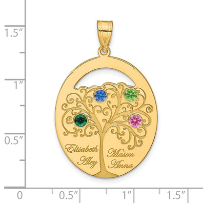 Gold Plated Sterling Silver/Gold 4 Birthstone With Ss Bezel Family Pendant