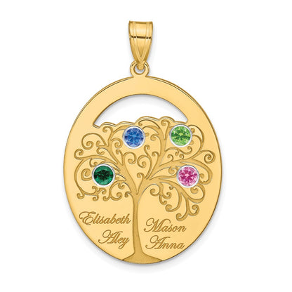 Gold Plated Sterling Silver/Gold 4 Birthstone With Ss Bezel Family Pendant