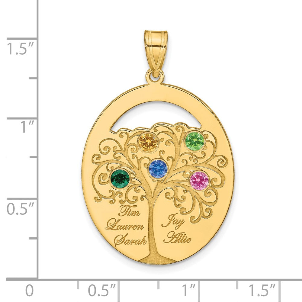 Gold Plated Sterling Silver/Gold 5 Birthstone With Ss Bezel Family Pendant
