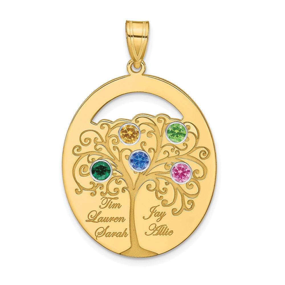 Gold Plated Sterling Silver/Gold 5 Birthstone With Ss Bezel Family Pendant