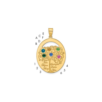 Gold Plated Sterling Silver/Gold 6 Birthstone With Ss Bezel Family Pendant