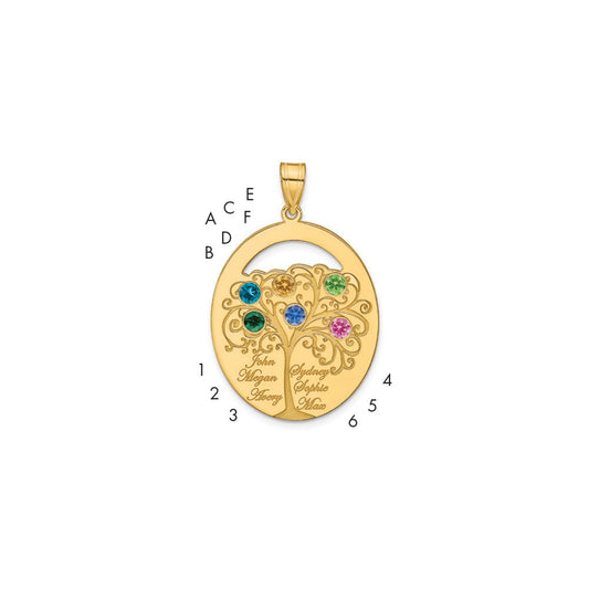 Gold Plated Sterling Silver/Gold 6 Birthstone With Ss Bezel Family Pendant
