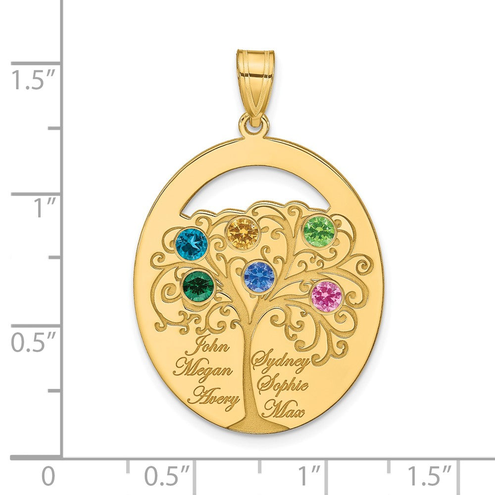 Gold Plated Sterling Silver/Gold 6 Birthstone With Ss Bezel Family Pendant