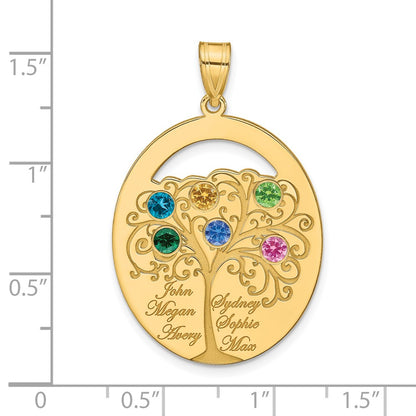 Gold Plated Sterling Silver/Gold 6 Birthstone With Ss Bezel Family Pendant