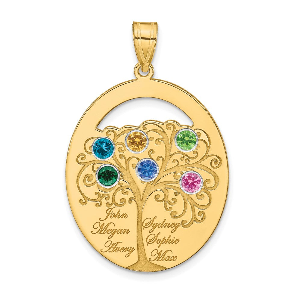 Gold Plated Sterling Silver/Gold 6 Birthstone With Ss Bezel Family Pendant