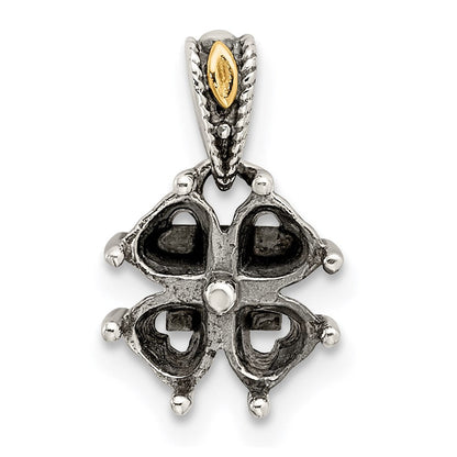 Sterling Silver Antiqued w/14K/Silver Two-Tone 4-stone Mother's Pendant