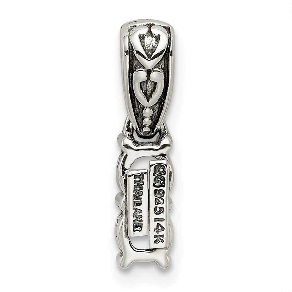 Sterling Silver Antiqued w/14K/Silver Two-Tone 2-stone W/diamond Mother's Pendant