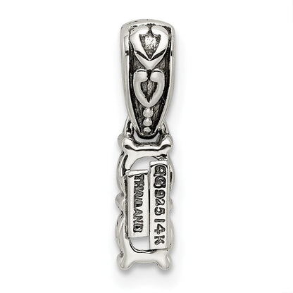 Sterling Silver Antiqued w/14K/Silver Two-Tone 2-stone W/diamond Mother's Pendant