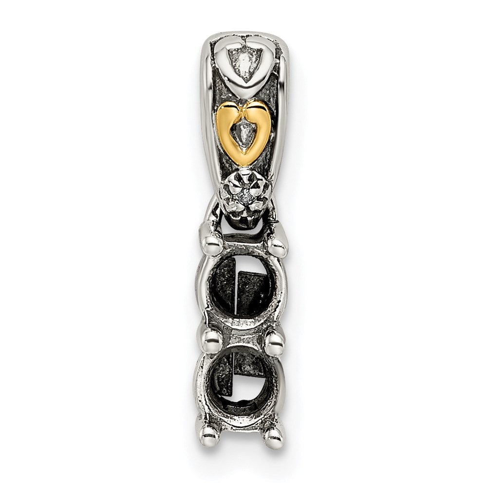 Sterling Silver Antiqued w/14K/Silver Two-Tone 2-stone W/diamond Mother's Pendant