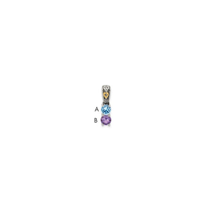 Sterling Silver Antiqued w/14K/Silver Two-Tone 2-stone W/diamond Mother's Pendant
