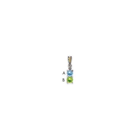 Sterling Silver Antiqued w/14K/Silver Two-Tone 2-stone W/diamond Mothers Pendant Semi-Mount