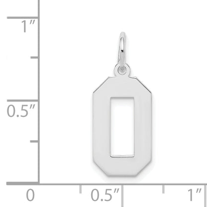 Sterling Silver Silver/Rhodium-Plated Polished Number 0 Charm