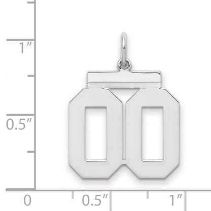 Sterling Silver Rhodium-Plated Medium Polish Number Double 00 With Top
