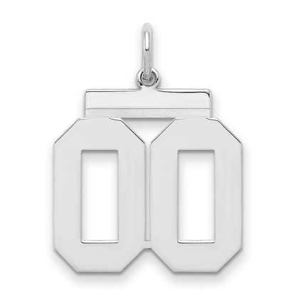 Sterling Silver Rhodium-Plated Medium Polish Number Double 00 With Top