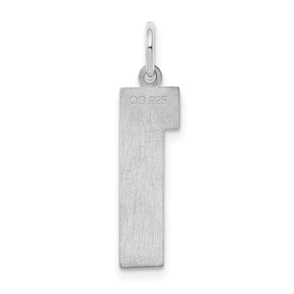 Sterling Silver Silver/Rhodium-Plated Polished Number 1 Charm