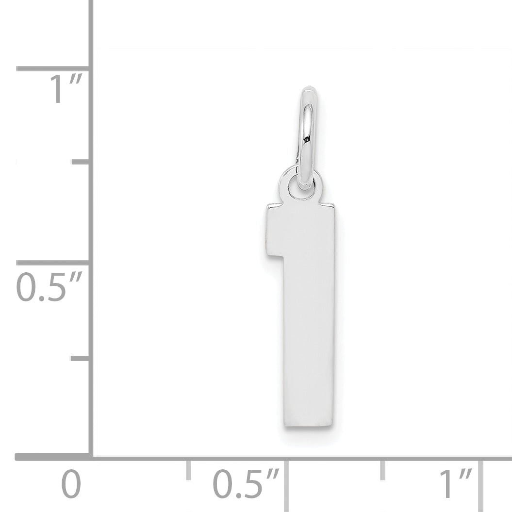 Sterling Silver Silver/Rhodium-Plated Polished Number 1 Charm