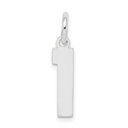 Sterling Silver Silver/Rhodium-Plated Polished Number 1 Charm