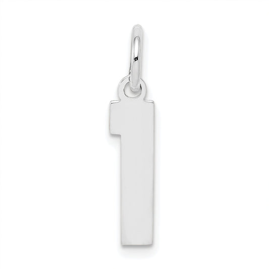 Sterling Silver Silver/Rhodium-Plated Polished Number 1 Charm