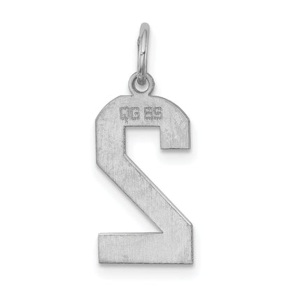 Sterling Silver Silver/Rhodium-Plated Polished Number 2 Charm