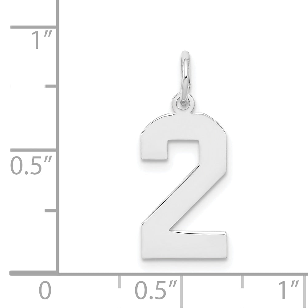 Sterling Silver Silver/Rhodium-Plated Polished Number 2 Charm