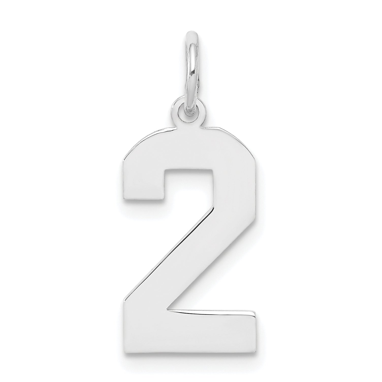 Sterling Silver Silver/Rhodium-Plated Polished Number 2 Charm