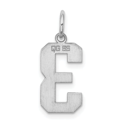 Sterling Silver Silver/Rhodium-Plated Polished Number 3 Charm