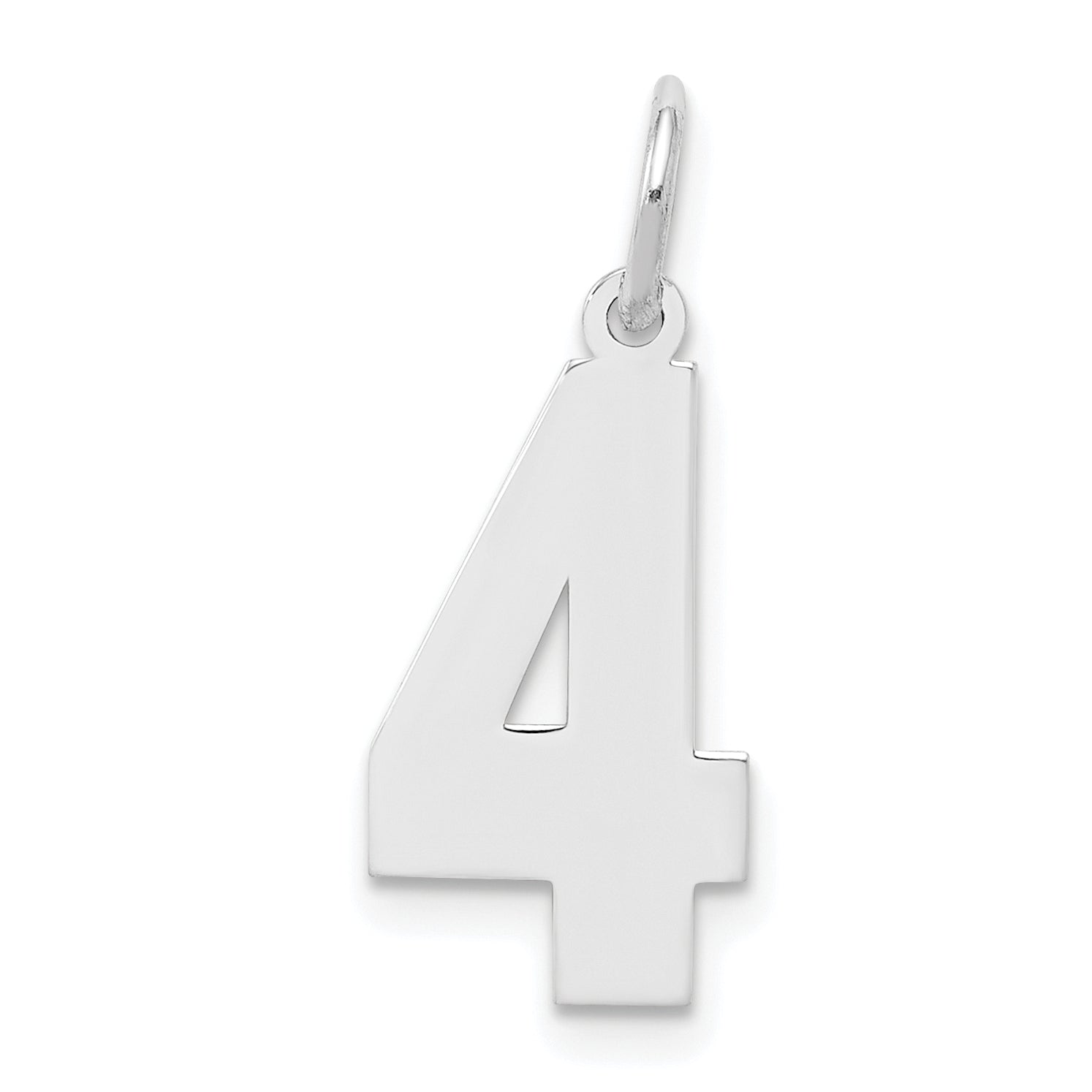 Sterling Silver Silver/Rhodium-Plated Polished Number 4 Charm