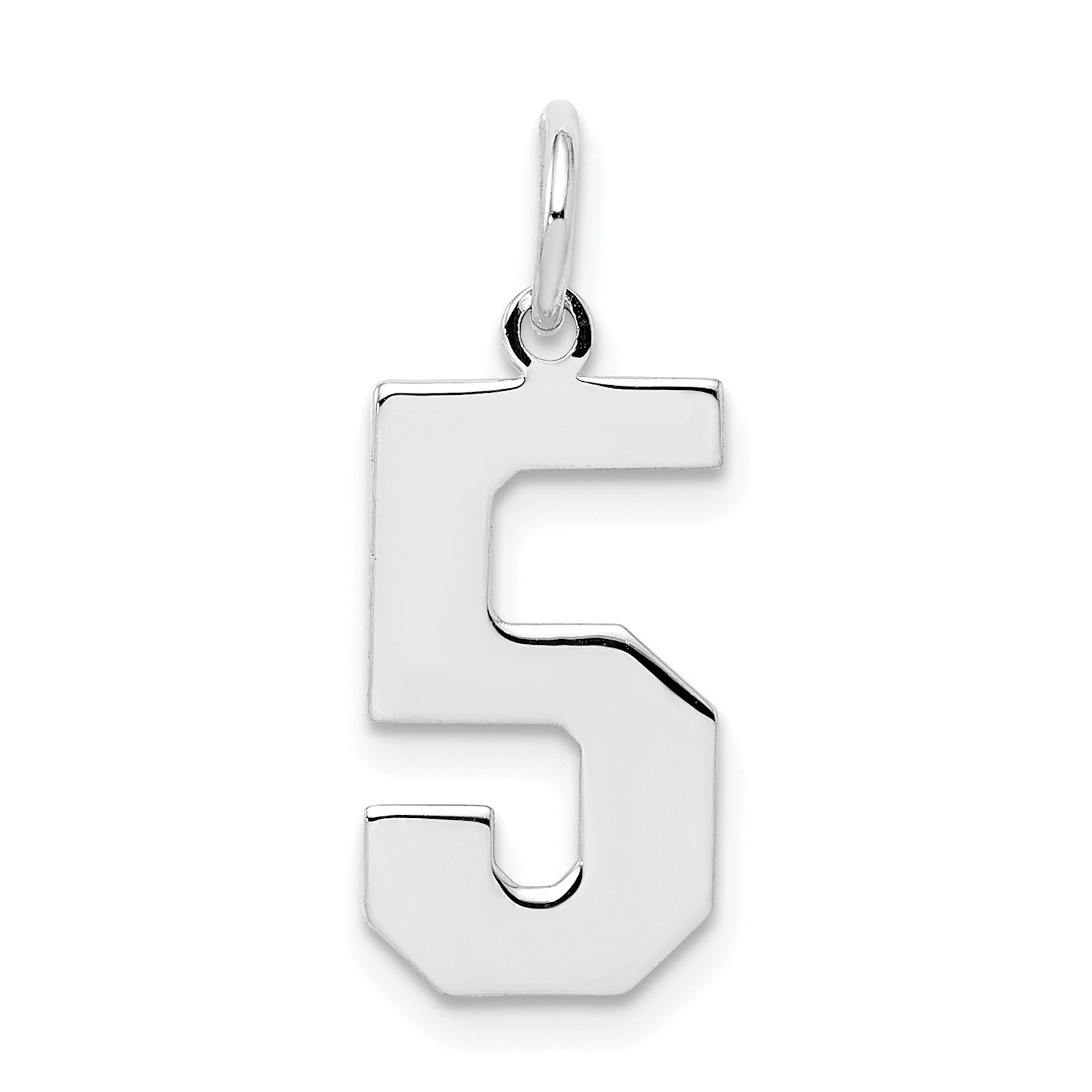 Sterling Silver Silver/Rhodium-Plated Polished Number 5 Charm