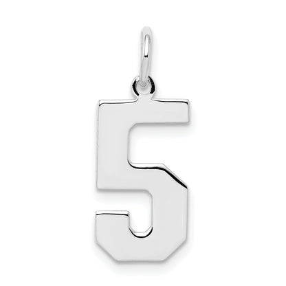 Sterling Silver Silver/Rhodium-Plated Polished Number 5 Charm