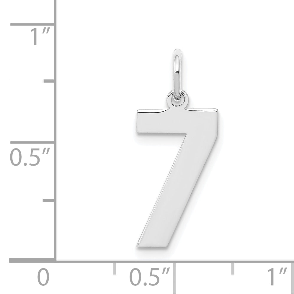 Sterling Silver Silver/Rhodium-Plated Polished Number 7 Charm