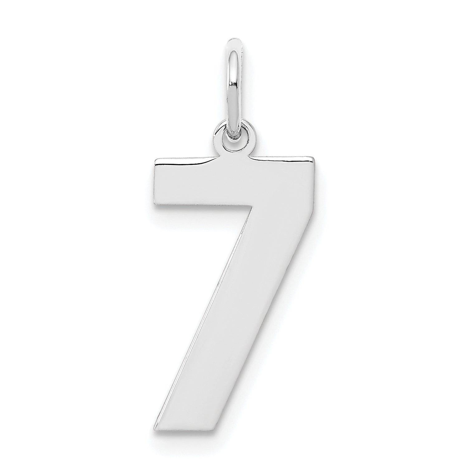 Sterling Silver Silver/Rhodium-Plated Polished Number 7 Charm