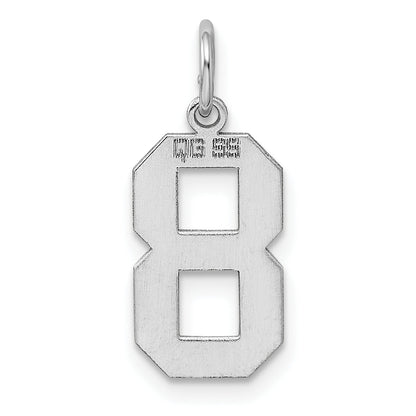 Sterling Silver Silver/Rhodium-Plated Polished Number 8 Charm