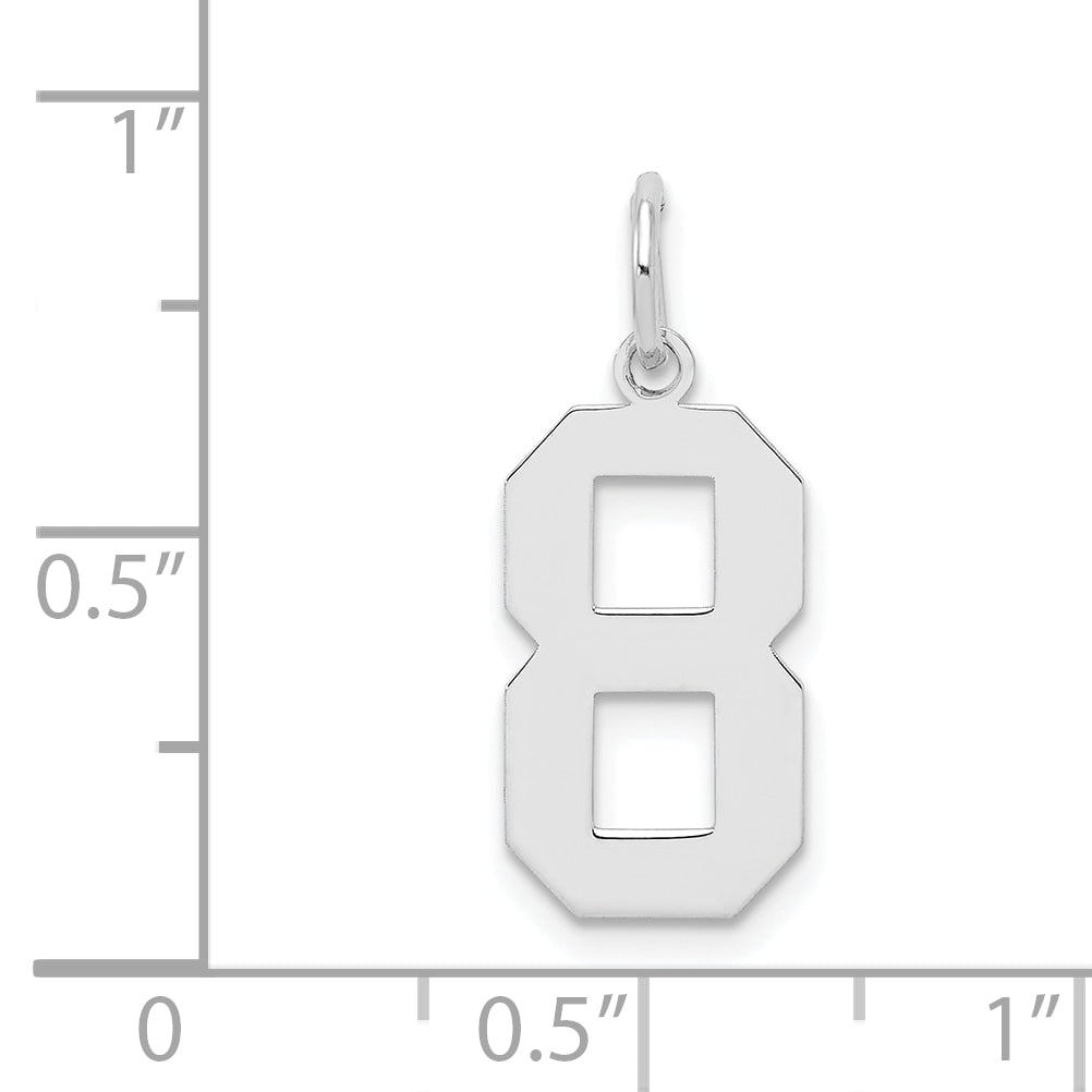 Sterling Silver Silver/Rhodium-Plated Polished Number 8 Charm