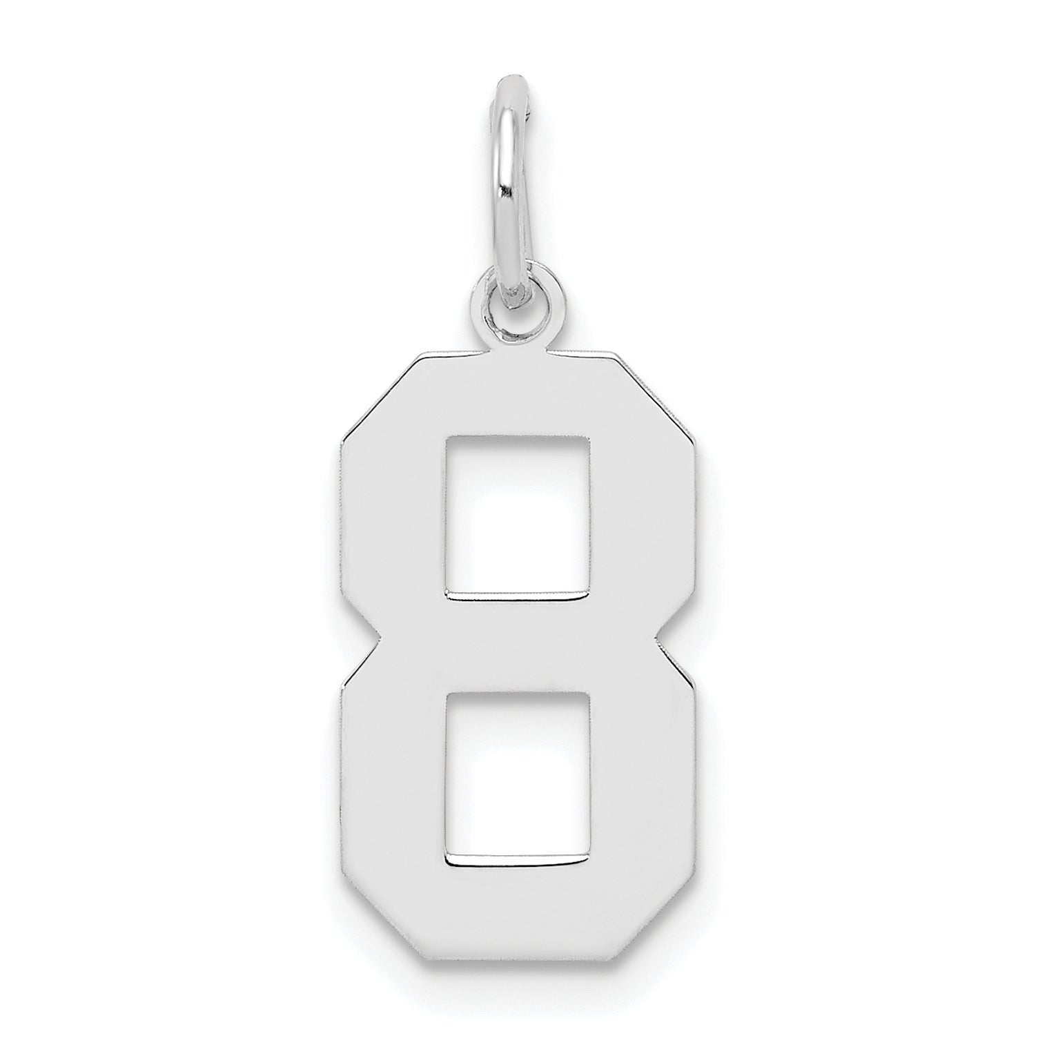 Sterling Silver Silver/Rhodium-Plated Polished Number 8 Charm