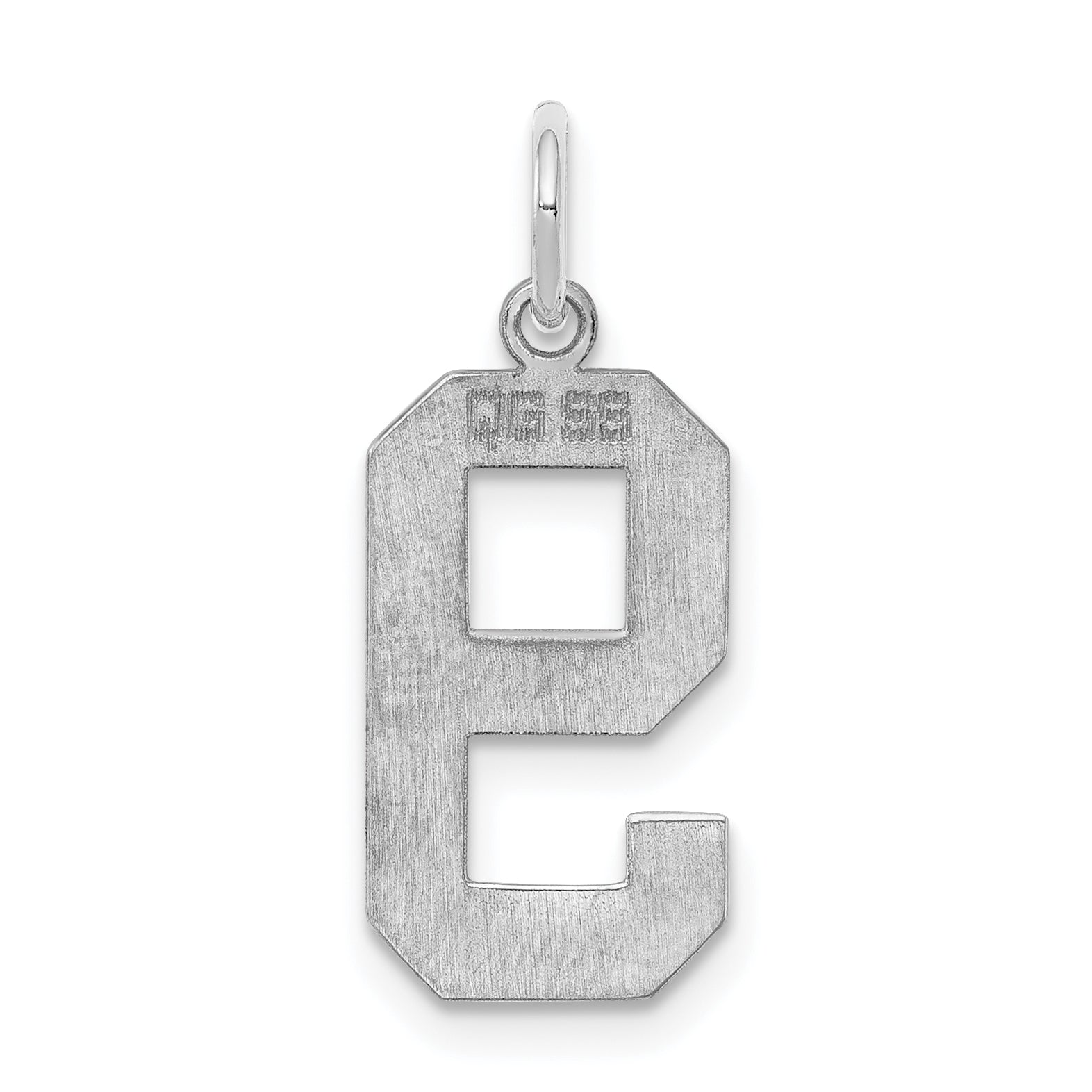 Sterling Silver Silver/Rhodium-Plated Polished Number 9 Charm