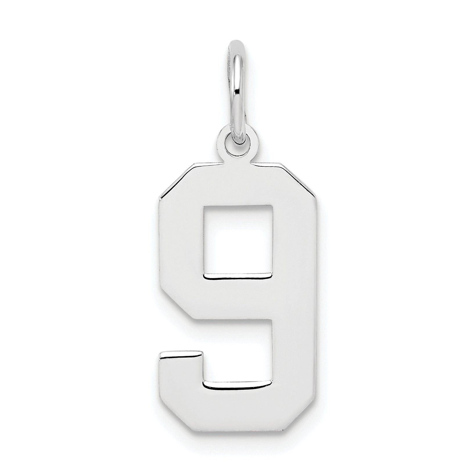 Sterling Silver Silver/Rhodium-Plated Polished Number 9 Charm