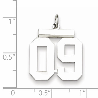 Sterling Silver Medium Polished Number 9 W/Top