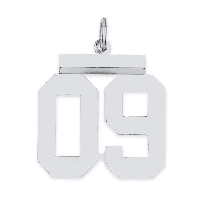 Sterling Silver Medium Polished Number 9 W/Top