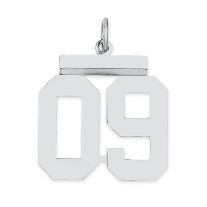 Sterling Silver Medium Polished Number 9 W/Top